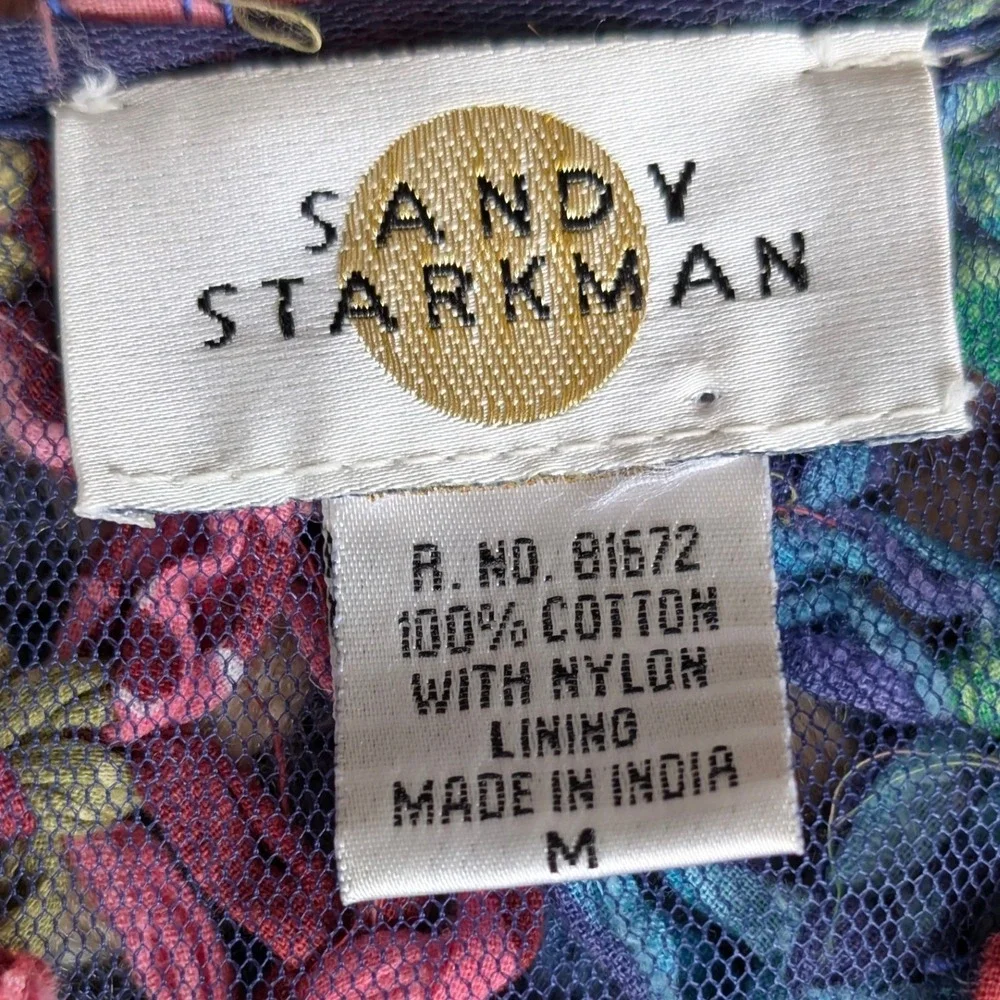 Vintage Sandy Starkman Ribbon Crochet Cardigan Boho Art to Wear India‎ M - Picture 6 of 8
